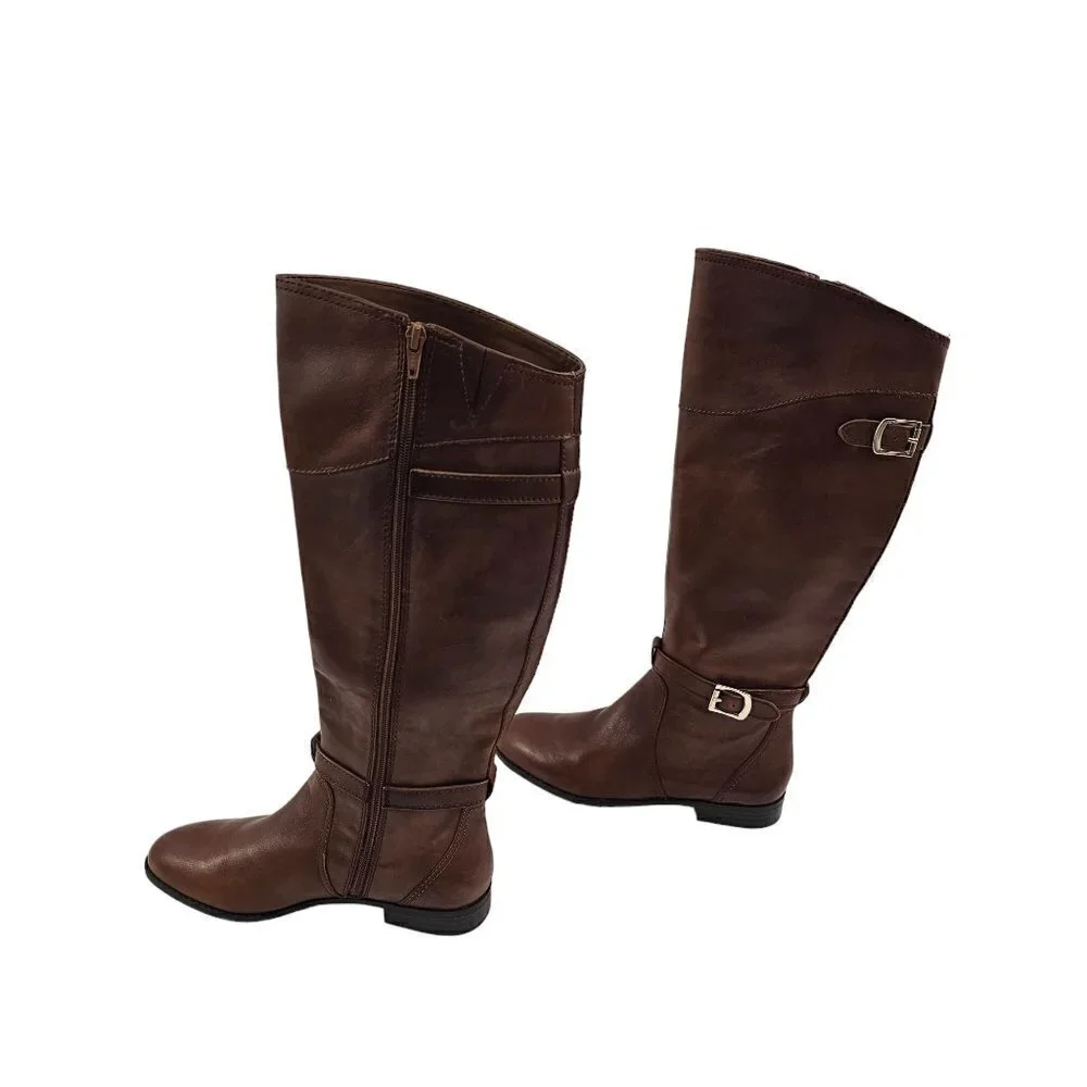 Alex Marie Women’s Tall Brown Knee High Leather Riding Boots Size 6.5M